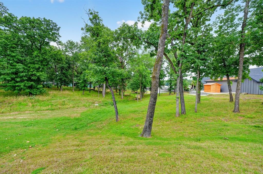5230 Esquire Estates Road Mabank, TX 75156 - Photo 34 of 39 Expansive green lawn surrounded by mature trees, featuring a clear sky overhead