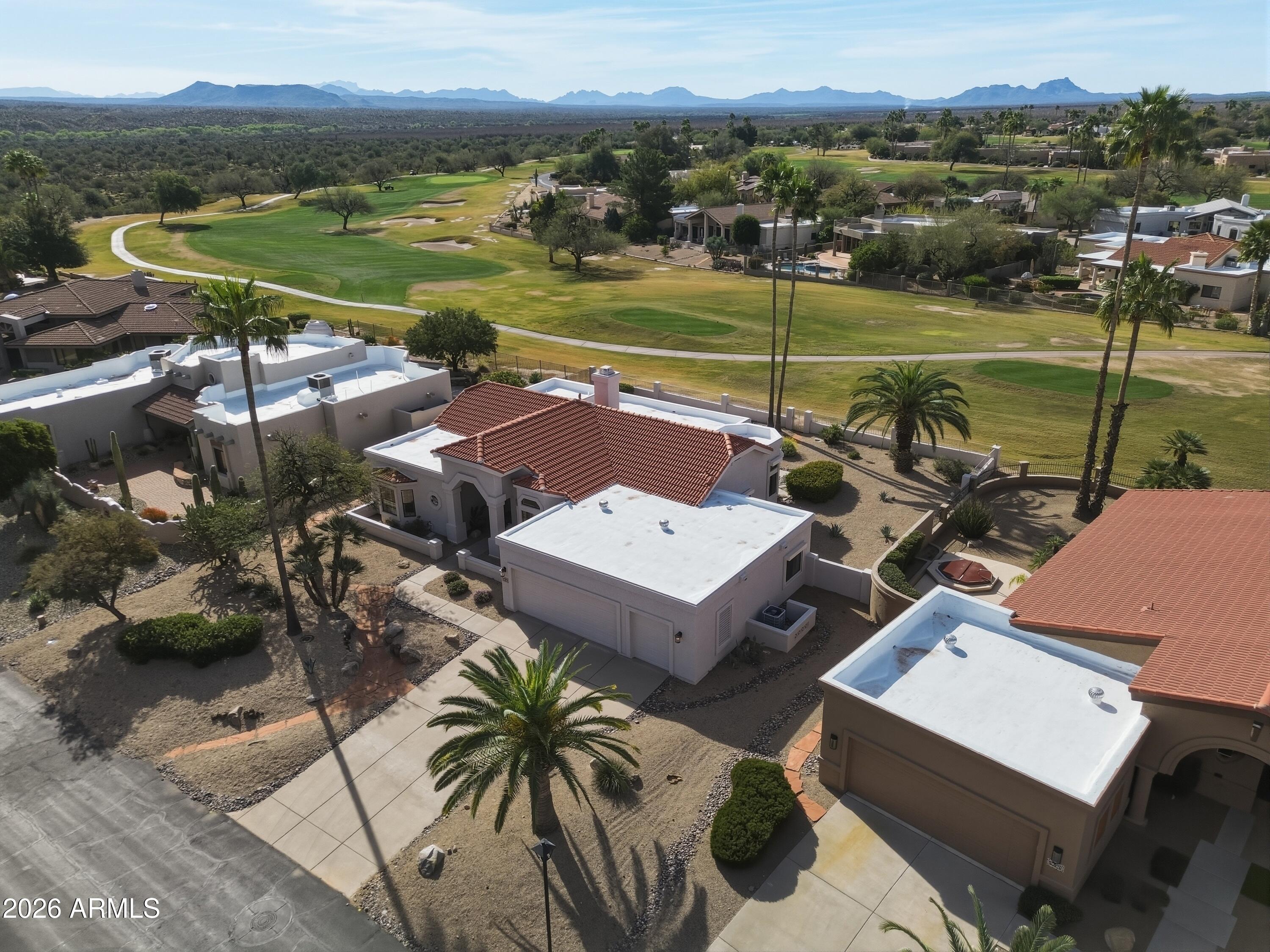 19113 East Vía Esquina Rio Verde, AZ 85263 - Photo 37 of 44 an aerial view of a house with garden space and ocean view