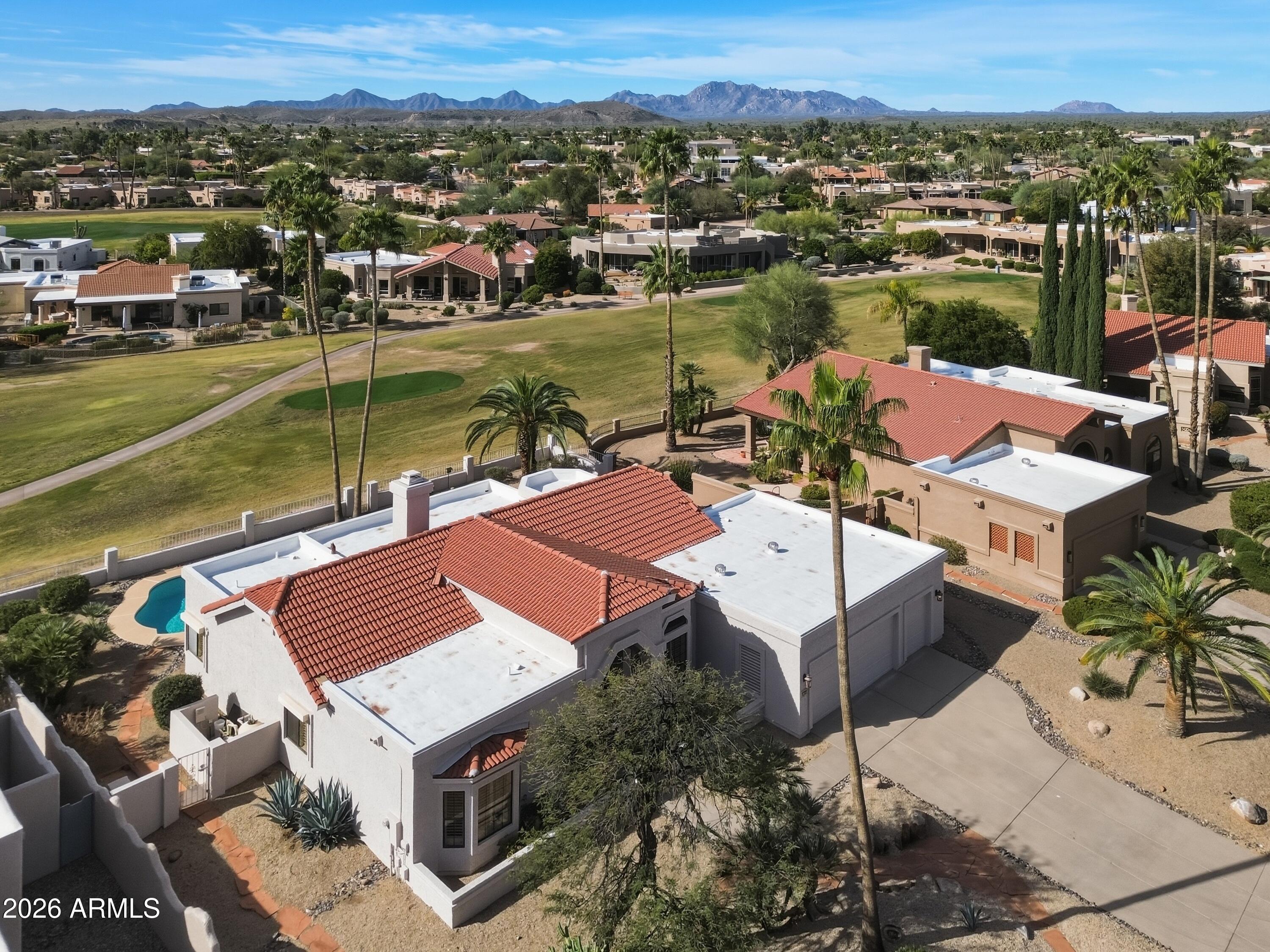 19113 East Vía Esquina Rio Verde, AZ 85263 - Photo 38 of 44 an aerial view of a house with outdoor space and lake view