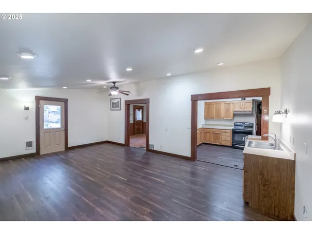 a view interior of a house wooden floor and windows in a room