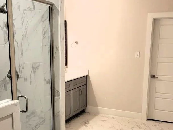 a bathroom with a shower