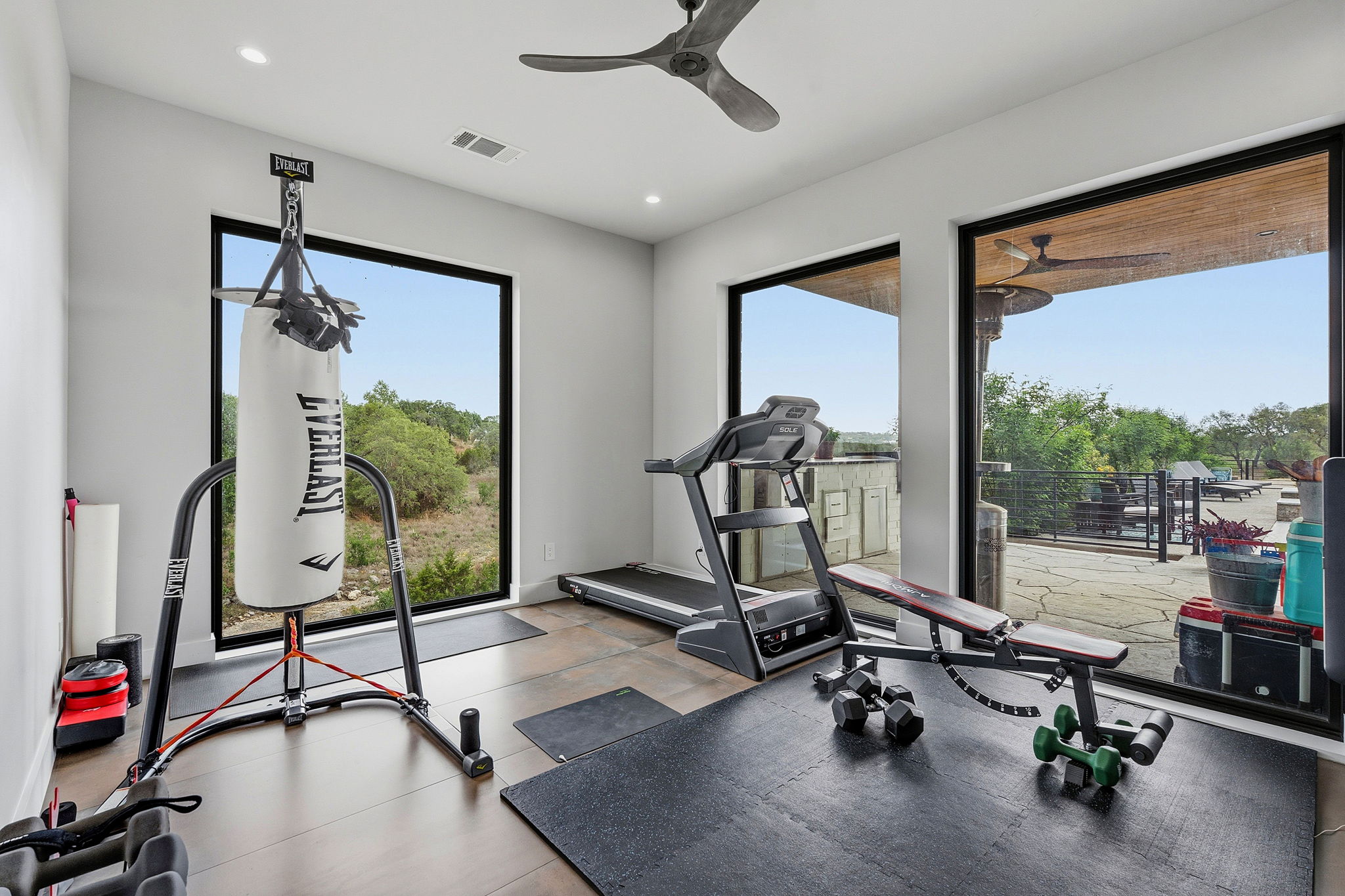 194 Placid Way Spring Branch, TX 78070 - Photo 26 of 37 Dedicated exercise room featuring wood-finish flooring and recessed lighting