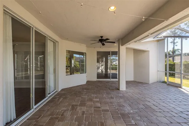 an aerial view of a house with a garden