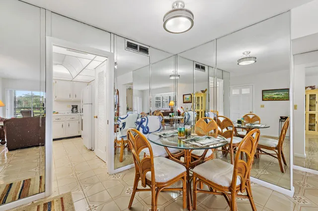 a view of a dining room and livingroom view