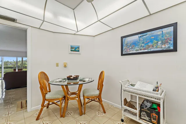 a table and chairs in a room