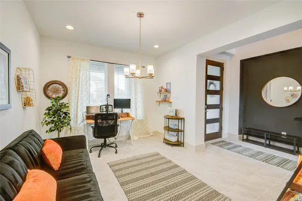 a living room with furniture