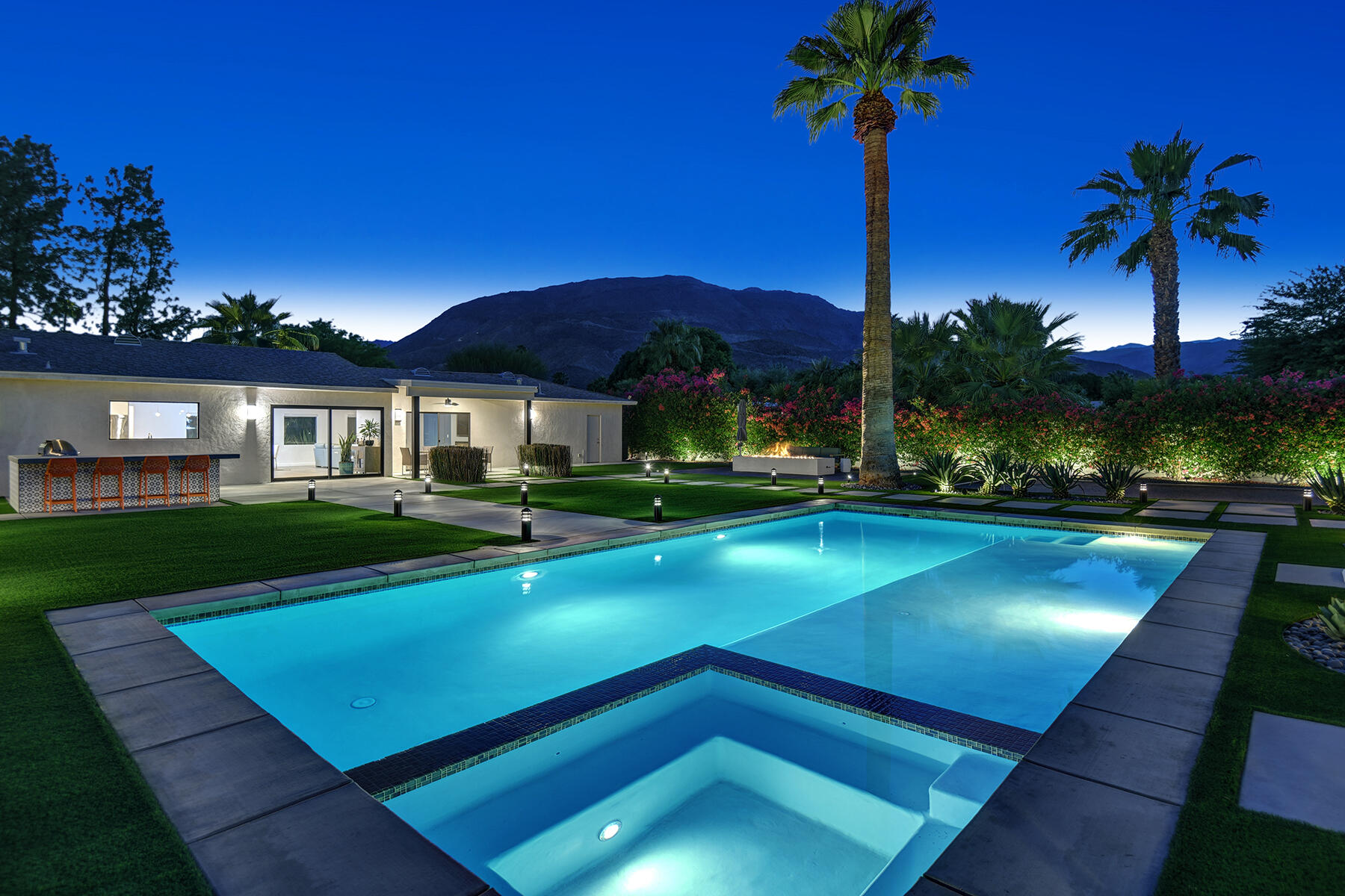 72374 Rancho Road Rancho Mirage, CA 92270 - Photo 40 of 41 NIGHT POOL TO MOUNTAIN VIEW