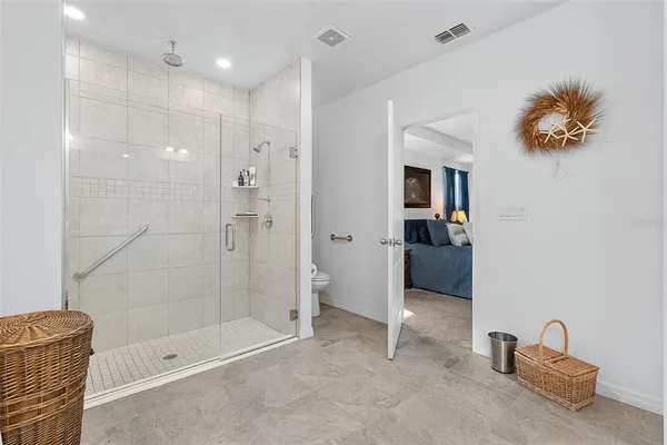 a bathroom with a shower