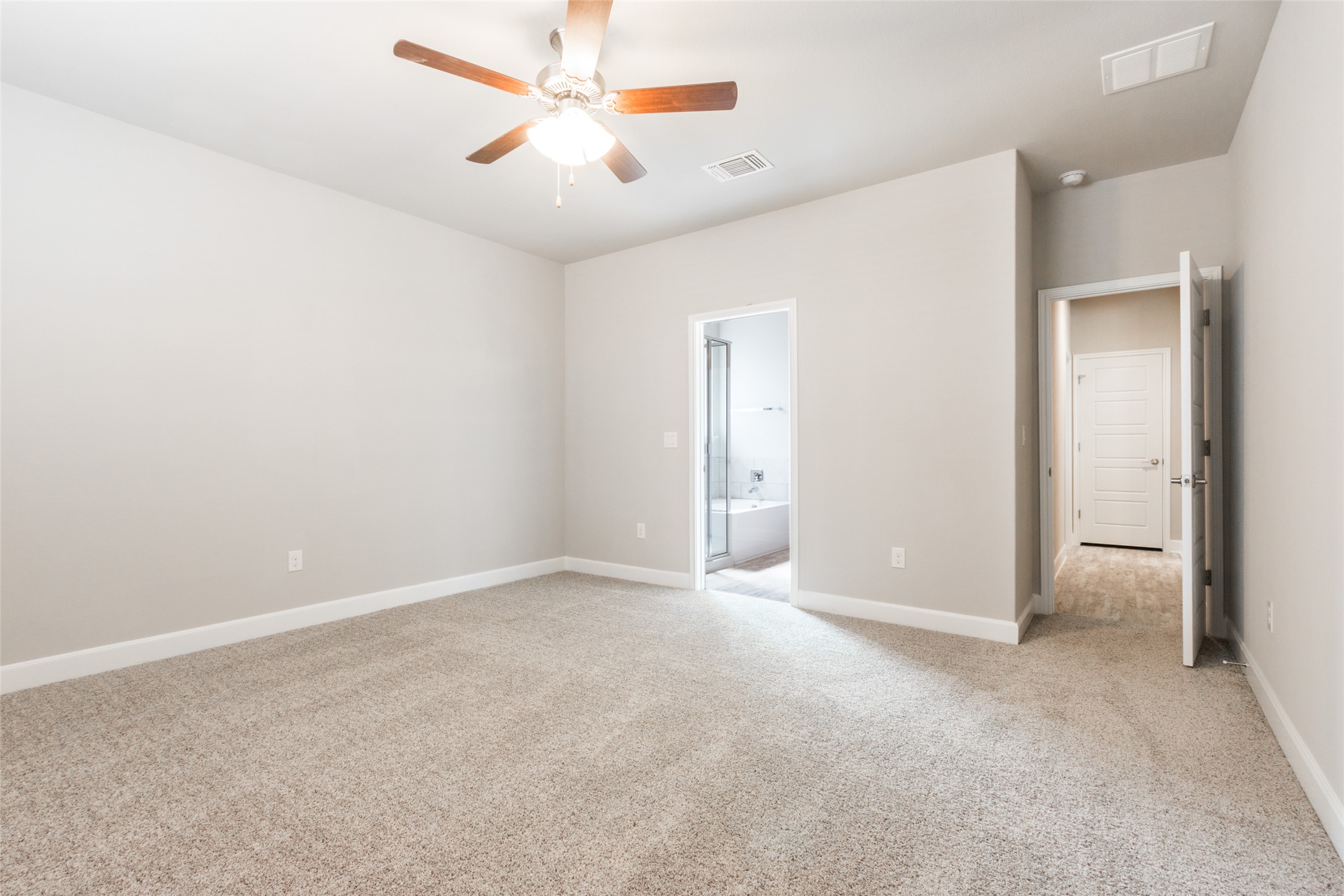 9301 Alex Lane Austin, TX 78748 - Photo 17 of 40 an empty room with closet and a chandelier fan