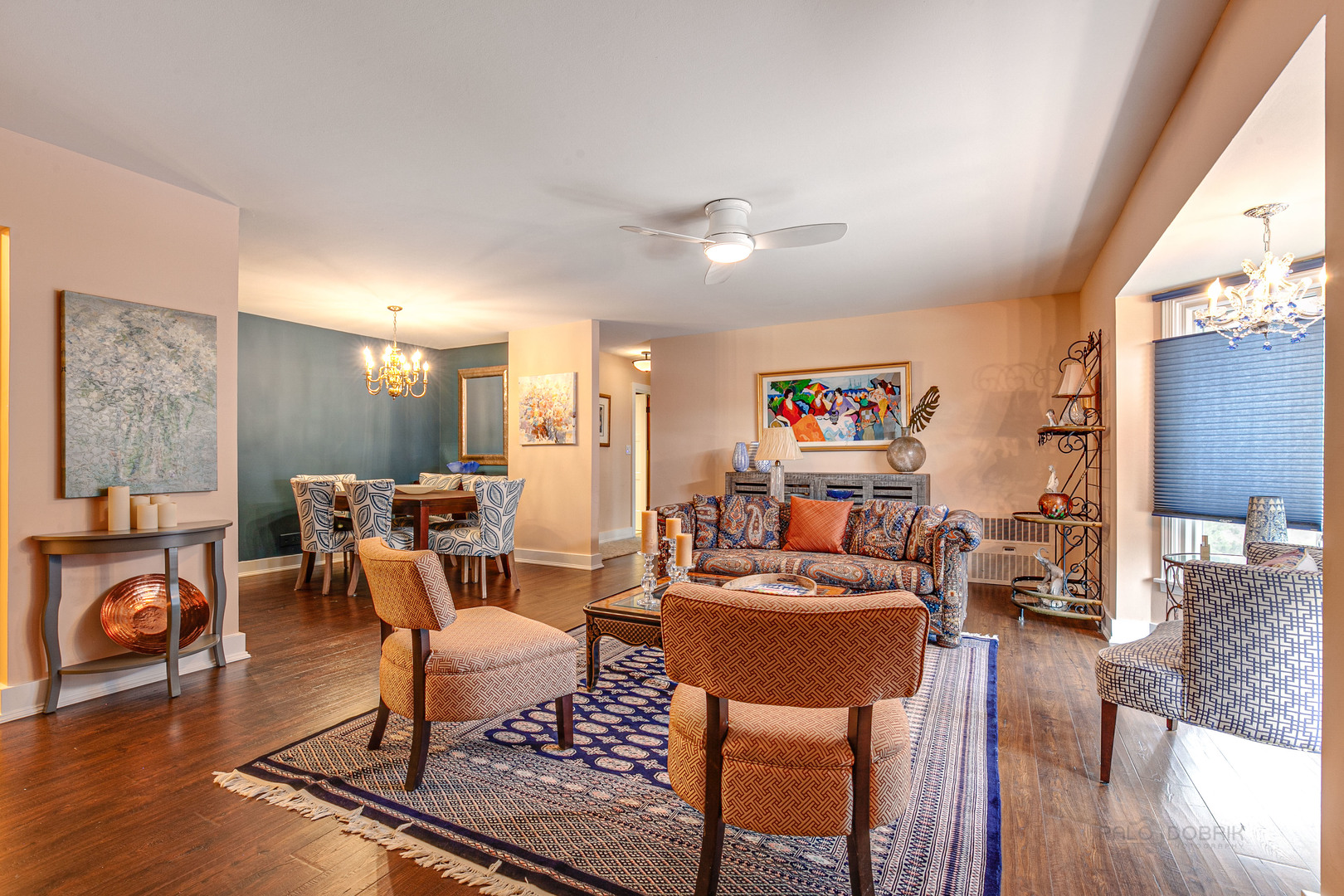 2300 Windsor Mall, Unit 2E Park Ridge, IL 60068 - Photo 9 of 23 a living room with fireplace furniture and wooden floor