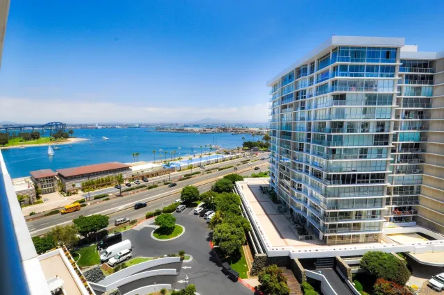 a view of a balcony with city view