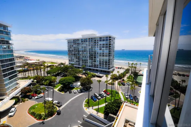 a city view with tall buildings