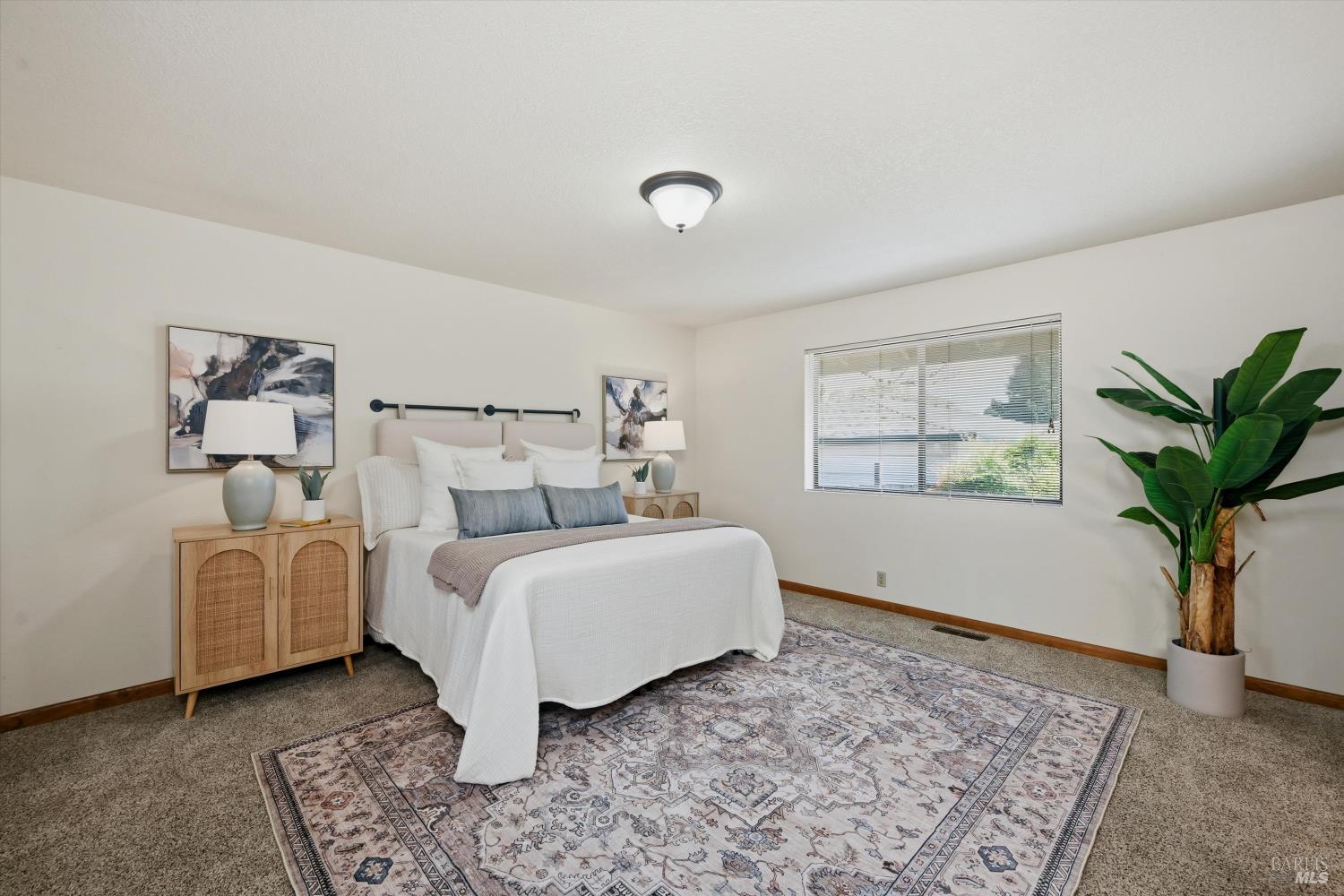929 Helen Avenue Ukiah, CA 95482 - Photo 9 of 36 a bed room with a bed and a potted plant