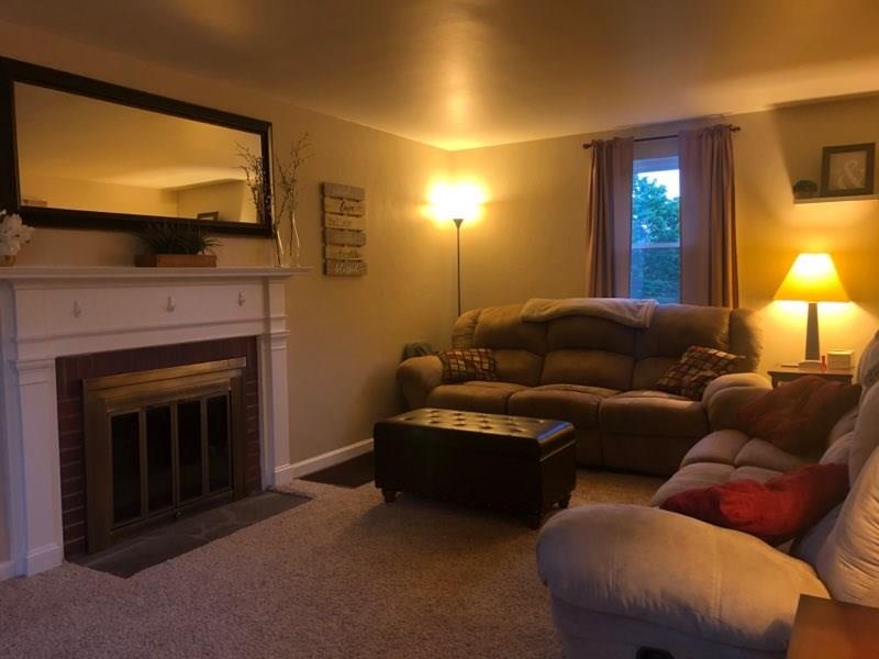 4305 Highgrove Road Pittsburgh, PA 15236 - Photo 7 of 24 Beautiful living room with newer carpet! Log burning fireplace too!