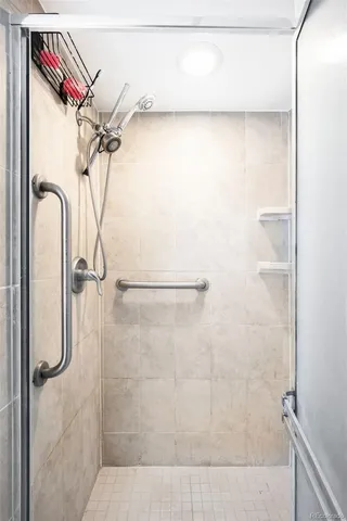 a bathroom with a shower