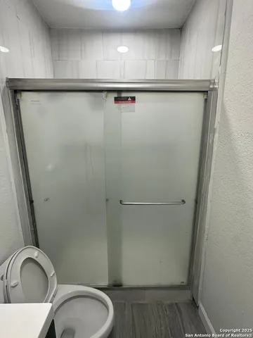 a close view of a shower in a bathroom