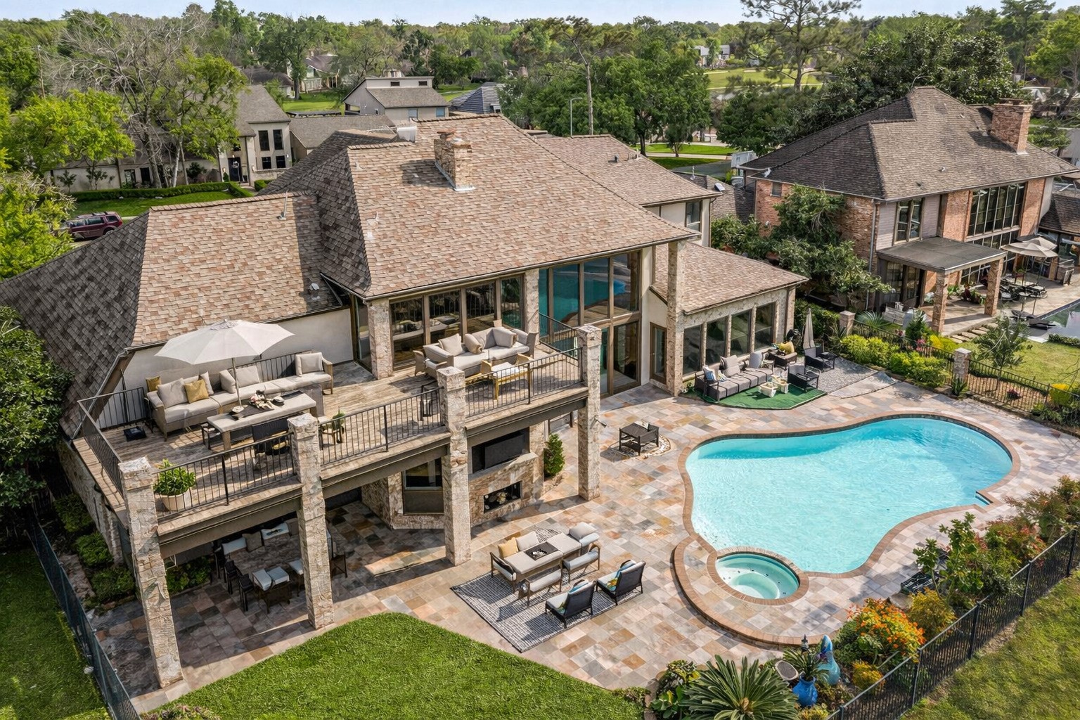 3122 Robinson Road Missouri City, TX 77459 - Photo 1 of 45 Virtual Staging - Backyard paradise featuring a heated pool, jacuzzi, and professional BBQ area