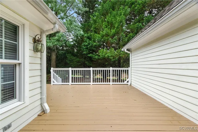 a view of a wooden deck