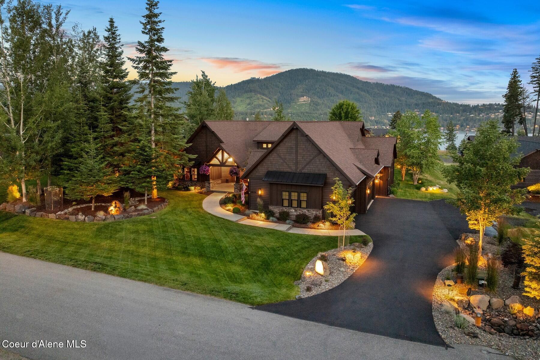 3674 East Basin Falls Road Hayden, ID 83835 - Photo 52 of 70 Aerial Twilight Estate View