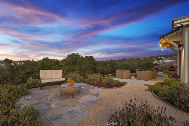 a view of a terrace with a yard