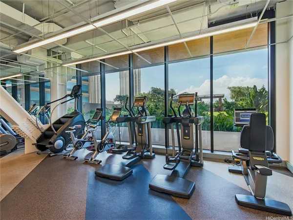 a view of a room with gym equipment