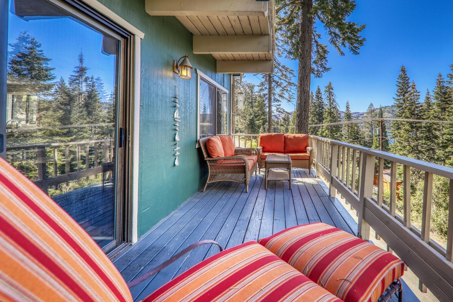 14395 South Shore Drive Truckee, CA 96161 - Photo 9 of 25 a balcony with wooden floor table and chairs