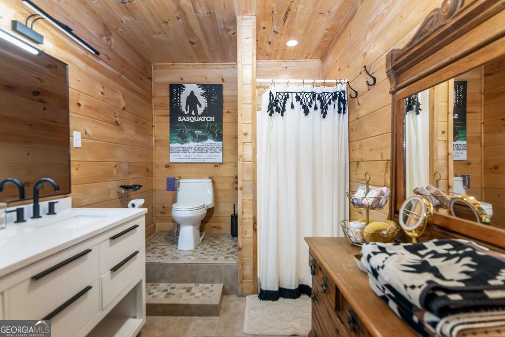 16 Toccoa Ridge Road, Unit 8 Mineral Bluff, GA 30559 - Photo 16 of 35 a bathroom with a sink a toilet and a large mirror