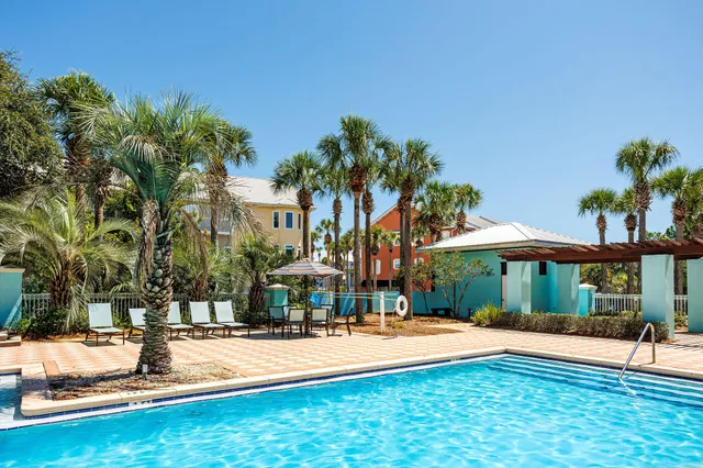 a view of swimming pool with a yard