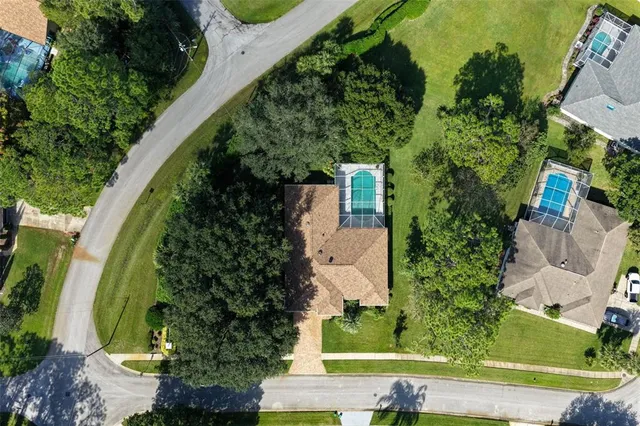 an aerial view of a house
