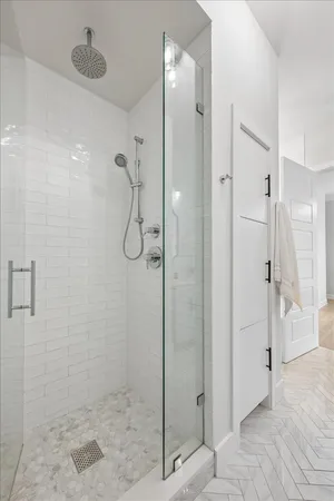 a bathroom with a shower