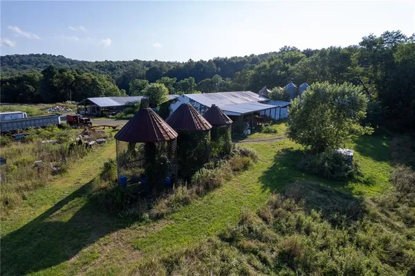 a view of a lake with a yard