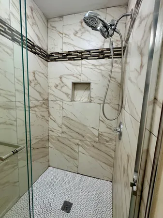 a bathroom with a shower