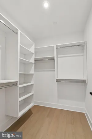 a view of an empty room with empty racks