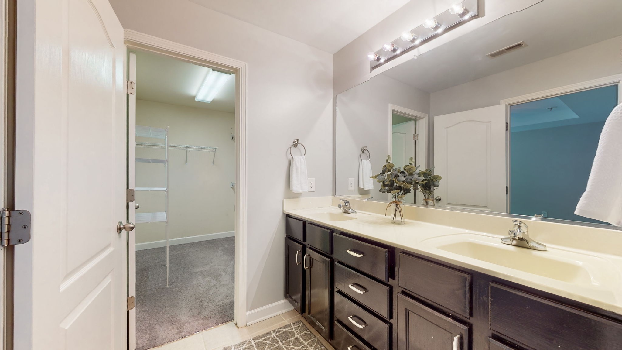 6025 Chickadee Circle Spring Hill, TN 37174 - Photo 17 of 44 a bathroom with a double vanity sink and mirror