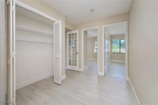 wooden floor and closet in a room