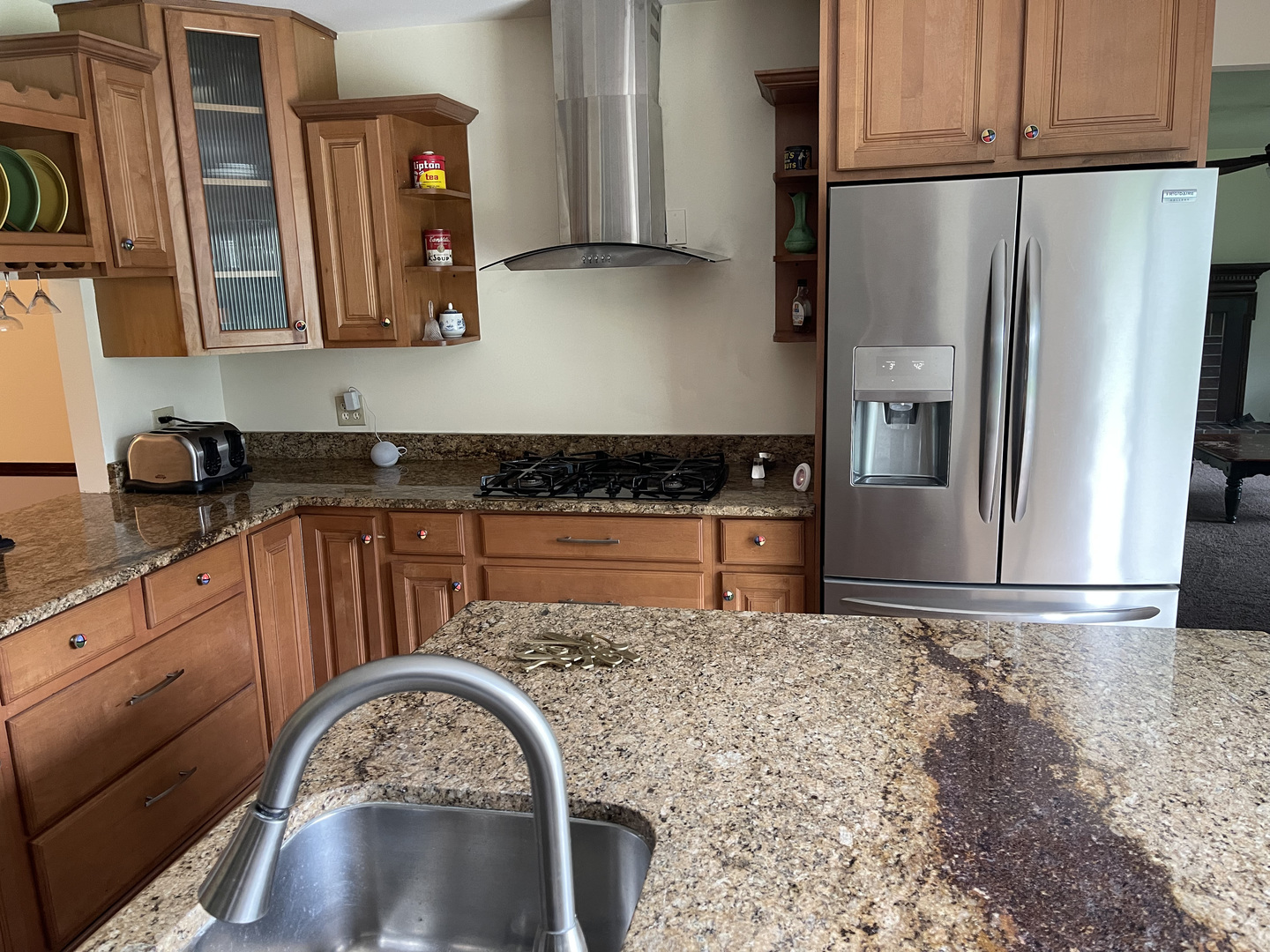 3523 Ronald Road Crete, IL 60417 - Photo 10 of 20 a kitchen with granite countertop a refrigerator a stove and a sink