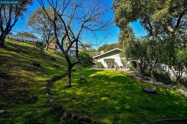 a backyard of a house with lots of green space