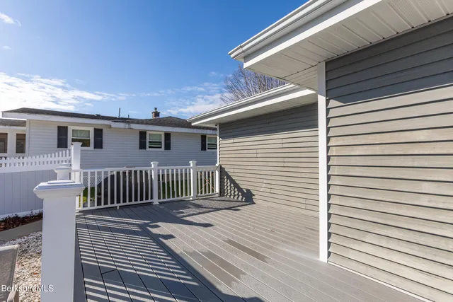 a view of a deck with a patio