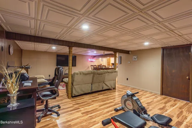 a bed room with a bed and furniture