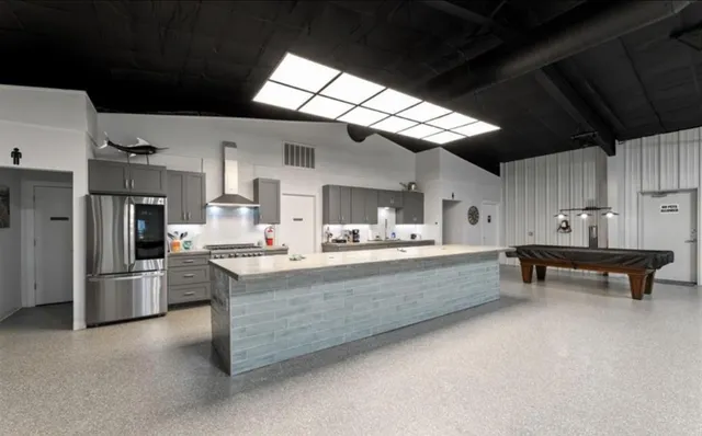 a view of a swimming pool and outdoor space