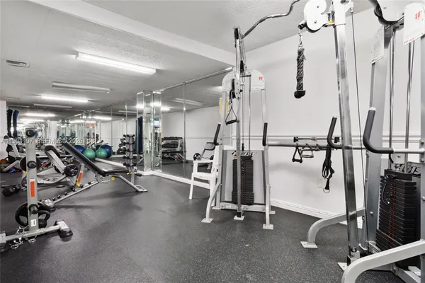 a view of a room with gym equipment
