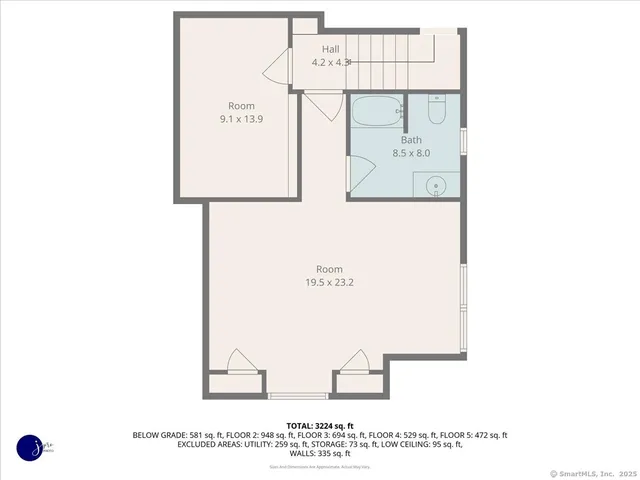 a picture of a room with a white wall and a picture