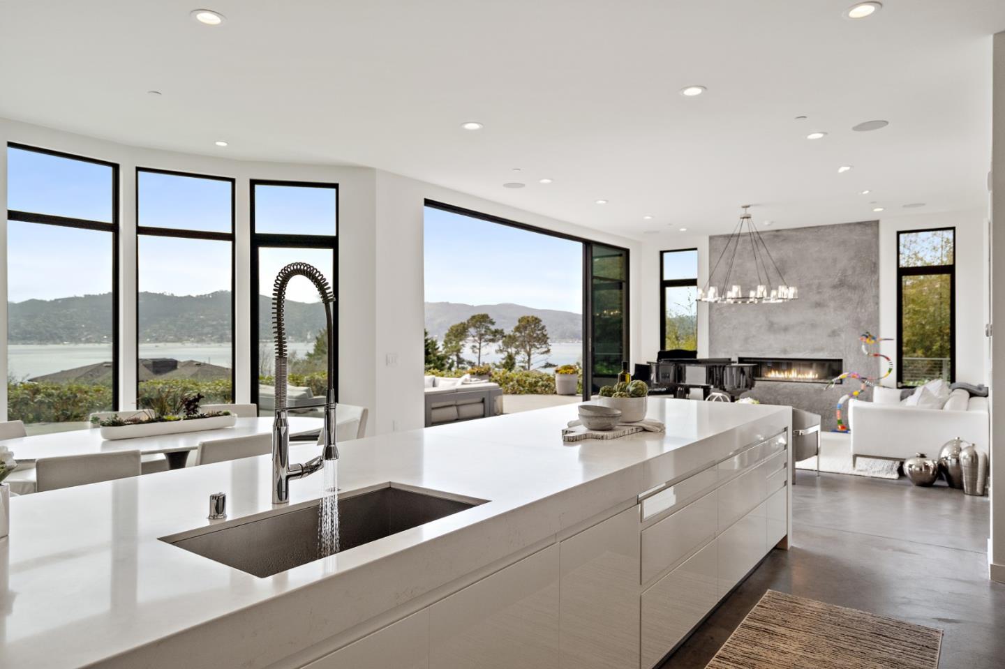 21 Gilmartin Drive Tiburon, CA 94920 - Photo 17 of 82 a large living room with stainless steel appliances granite countertop a couch and a large window