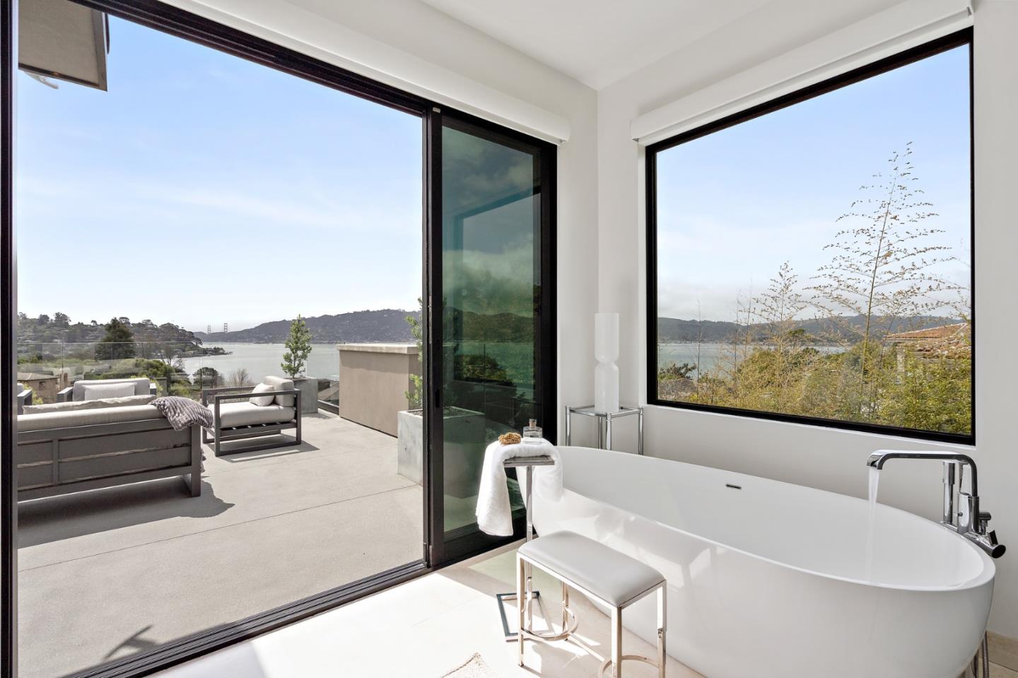 21 Gilmartin Drive Tiburon, CA 94920 - Photo 28 of 82 a view of a living room and floor to ceiling window or couch