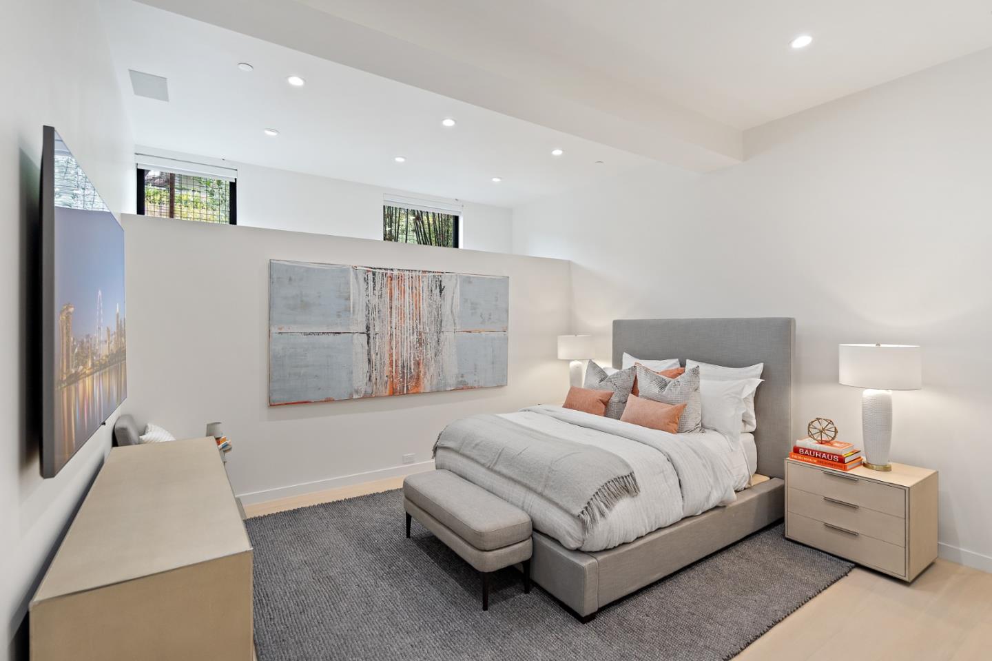 21 Gilmartin Drive Tiburon, CA 94920 - Photo 33 of 82 a bedroom with a bed and a flat screen tv