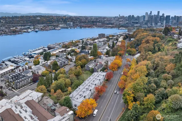 an aerial view of a city