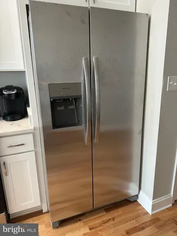 a close view of a refrigerator in kitchen