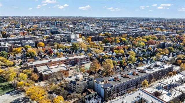 an aerial view of a city