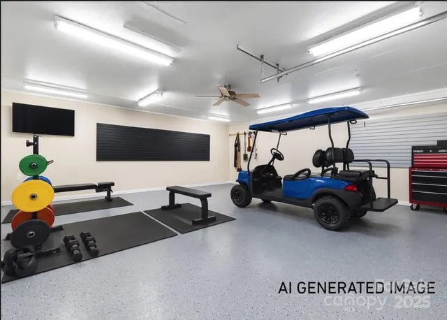 a car is parked in a room