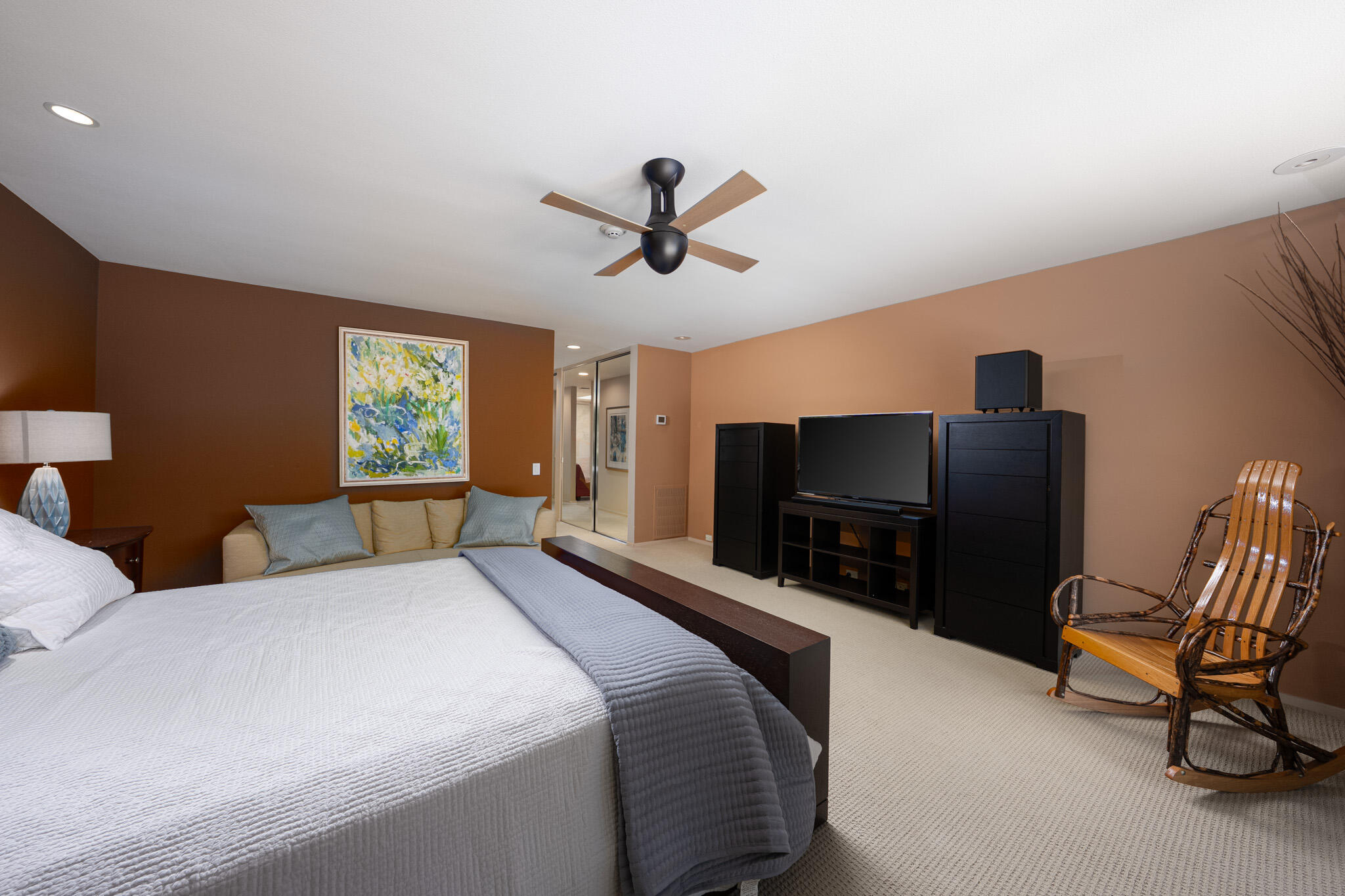 52 Princeton Drive Rancho Mirage, CA 92270 - Photo 18 of 52 a bedroom with bed tv and window